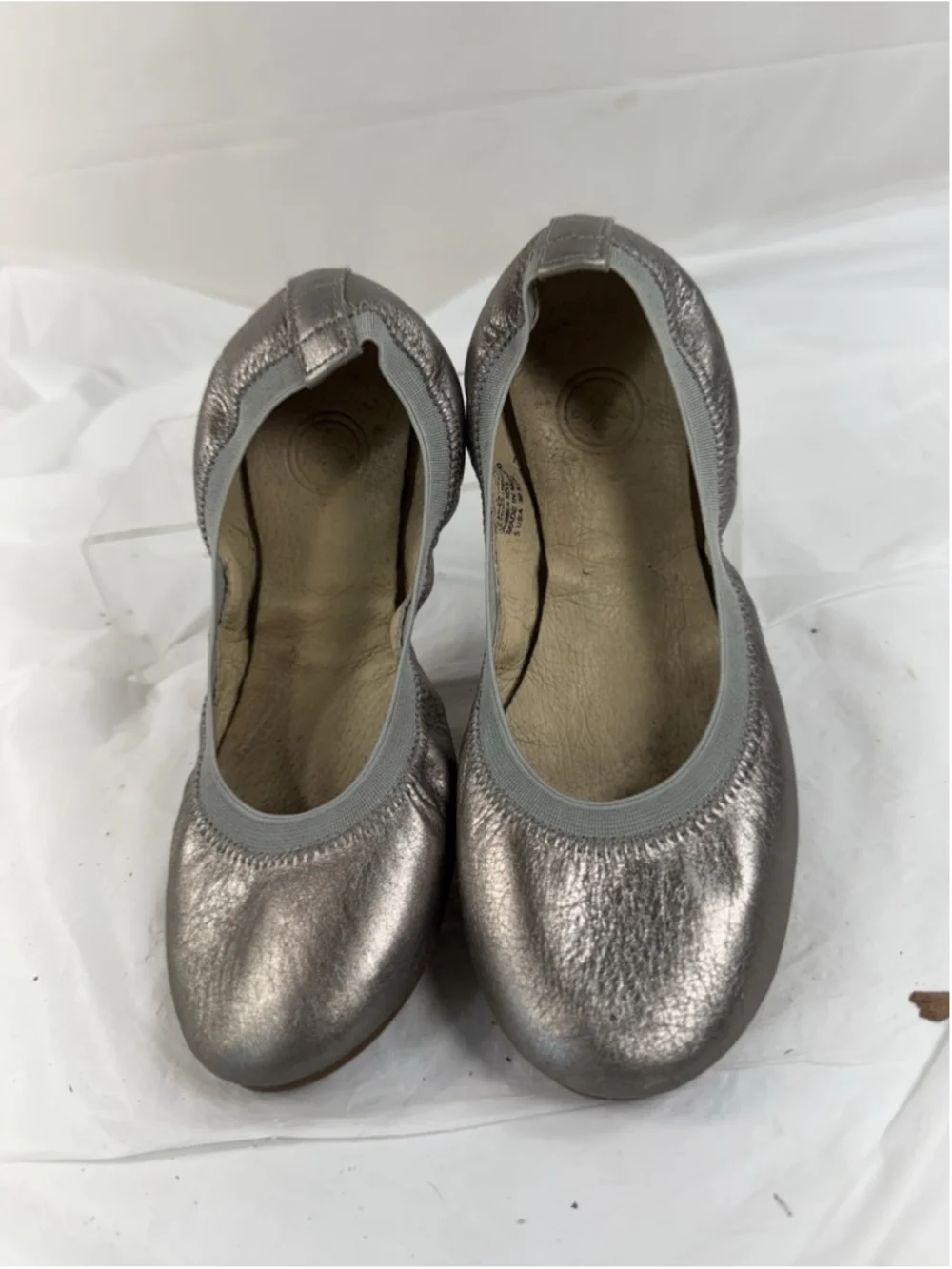 Tory Burch Womens Leather Ballet Flats Silver Sz 5